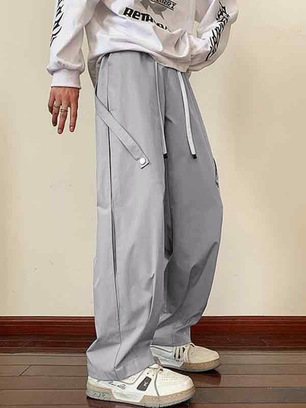 Dünne Herrenhose mit Kordelzug und weitem Bein-1