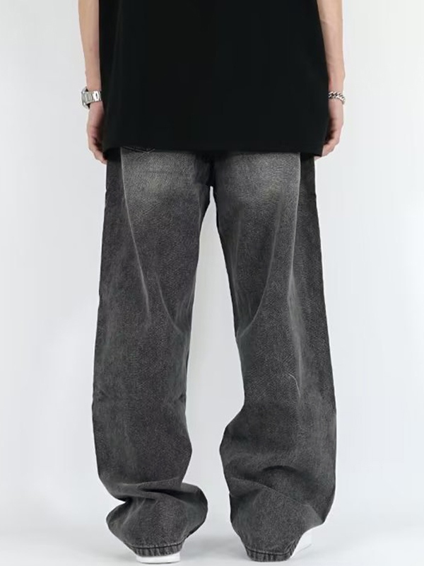 Lose Herrenjeans mit verwaschenem Crackle-Print-2